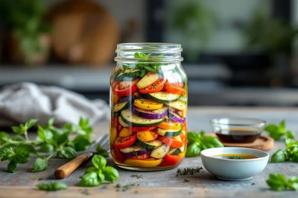 Je prépare ce tian froid en bocal : marinades tomates, courgettes, aubergines pour déjeuner nomade.jpg